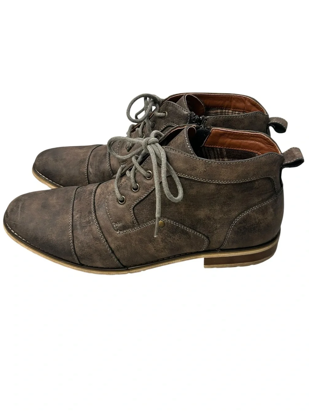 Ferro Aldo Men's Brown Gray Tone Cap Toe Lace-Up Casual Dress Chukka Boots 12